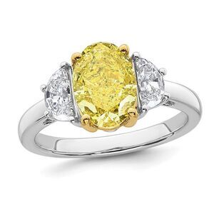 3.22 Carat (ctw VS, F) Certified Lab-Grown Yellow Diamond Engagement Ring 14K Go